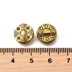 チベット風合金ビーズ  カドミウムフリー＆鉛フリー  フラットラウンド  アンティーク黄金  11x3mm  穴：1.8mm  約785個/1000g&nbsp;TIBE-L008-05AG