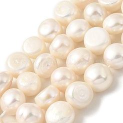 天然養殖淡水パールビーズ連売り  研磨両側  フローラルホワイト  9~10mm  穴：0.5mm  約20個/連  6.69''（17センチメートル）&nbsp;PEAR-A006-10D