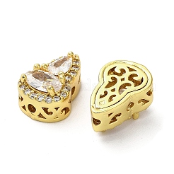 Brass Micro Pave Cubic Zirconia Beads&nbsp;KK-B142-08G-01