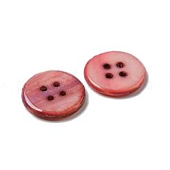 淡水シェルボタン  4穴  フラットラウンド  鮭色  14x1.7~2.2mm  穴：1.6mm&nbsp;SHEL-C005-02A