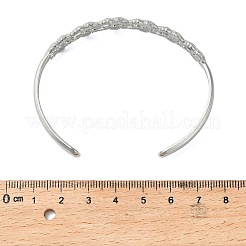 女性用304ステンレススチールカフバングル  花  ステンレス鋼色  内径：2-1/2x1-7/8インチ（6.2x4.7cm）&nbsp;BJEW-P359-02P