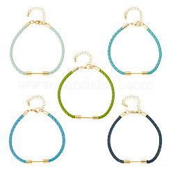 5Pcs 5 Colors 3MM Braided Round Imitation Leather Cord Bracelet Making&nbsp;MAK-TA0001-35B