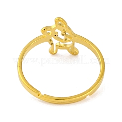 201ステンレススチール製調節可能な女性用リング  動物/メモ/サッカー  犬  12.5mm  内径：18mm&nbsp;RJEW-D082-01D