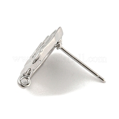 真鍮スターイヤリング金具  不規則な木目  プラチナ  16x12mm  穴：0.7mm  ピン：12mm&nbsp;KK-R154-06P