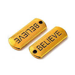単語とチベットスタイルの合金の長方形のペンダントを信じて  インスピレーションを与えるメッセージペンダント  カドミウムフリー＆鉛フリー  アンティーク黄金  8x21x2mm  穴：2mm  約612個/1000g&nbsp;TIBEP-Q043-066AG-RS