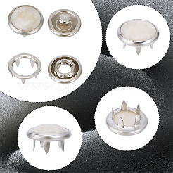 樹脂スナップボタン40個  真鍮製の衣服ボタン  フラットラウンド  ステンレス鋼色  12x7mm&nbsp;BUTT-GF0004-31