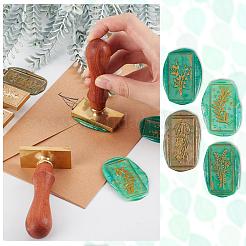Pear Wood Handle and Wax Seal Brass Stamp Head Sets&nbsp;AJEW-CP0002-49