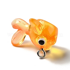 マリンシリーズ 透明レジンペンダント  金魚チャーム  プラチナメッキ鉄パーツ  ゴールド  16x21x23mm  穴：2mm&nbsp;RESI-E031-02P-06