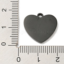 イオンプレーティング（IP）304ステンレスペンダント  ハートチャーム  ブラック  17x18x2mm  穴：1.6mm&nbsp;STAS-D025-01B-02