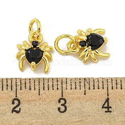 Rack Plating Brass Micro Pave Cubic Zirconia Spider Charms&nbsp;ZIRC-I065-02F