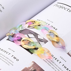 手作りのスプレー塗装アクリルカーブチェーン  ccbプラスチックリンク付き  ジュエリー作りのための  ねじれた  オーバル  カラフル  リンク：23x17x4.5ミリと22.5x16x4.5mm  39.37インチ（1m）/連&nbsp;X-AJEW-JB00747
