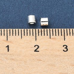 真鍮ビーズ  チューブ  ラックめっき  長持ちメッキ  カドミウムフリー＆鉛フリー  925銀メッキ  3x2.5mm  穴：1.3mm&nbsp;KK-H532-31S