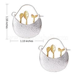 ツートンカラーの花かご合金フープピアス  ゴールデン＆シルバー  30x28.7x6mm&nbsp;JE1086A