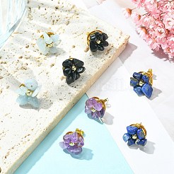 Natural Mixed Gemstone Chips Beaded Flower Stud Earrings&nbsp;EJEW-JE05282