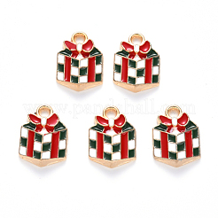 合金エナメルチャーム  クリスマスのために  クリスマスプレゼント  ライトゴールド  カラフル  14x10x3mm  穴：2mm&nbsp;ENAM-S121-113