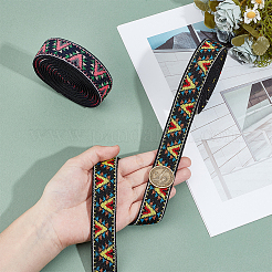 6ヤード 2色 エスニック風刺繍 フラットポリエステル 伸縮性 三角形 ジャカードコード/バンド  ウェビング衣類縫製アクセサリー  ミックスカラー  25mm  3ヤード/カラー&nbsp;OCOR-BC0007-68