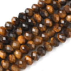 天然石タイガーアイビーズ連売り  多面カット  ロンデル  きいろ  5.5~6.5x4.5mm  穴：1mm  約91~94個/連  15.35''（39cm）〜15.43''（39.2cm）&nbsp;G-D344-A20-03