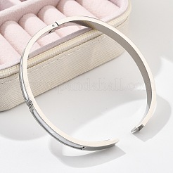 女性用304ステンレススチールラインストーンバングル  シェルと  ステンレス鋼色  内径：2x2-3/8インチ（5.1x6cm）&nbsp;BJEW-Z092-07P
