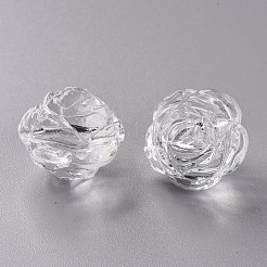 透明なアクリルビーズ  母の日のジュエリーには  ローズ  透明  25x22.5mm  穴：2.5mm  約79個/500g&nbsp;PL305Y-1