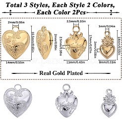 12Pcs 6 Styles Ion Plating(IP) 304 Stainless Steel Charms&nbsp;STAS-SC0008-82