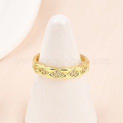 Brass Micro Pave Cubic Zirconia Cuff Rings for Women&nbsp;RJEW-Z113-36G