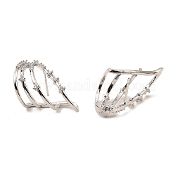 Brass Micro Pave Clear Cubic Zirconia Triangle Stud Earrings for Women&nbsp;EJEW-G362-12P