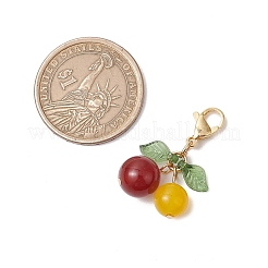 Cherry Natural Carnelian & Rose Quartz & Dyed Malaysia Jade & Dyed Crackle Agate & Green Aventurine & Amethyst & Cat Eye Pendant Decorations&nbsp;HJEW-TA00333