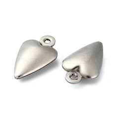 変色しない304ステンレススチールペンダント  ハートチャーム  ステンレス鋼色  18x10.5x4mm  穴：1.4mm&nbsp;STAS-L024-009P