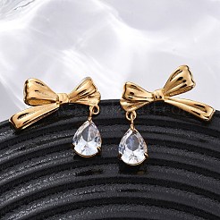 304 Stainless Steel Rhinestone Stud Earrings&nbsp;EJEW-Z098-09G