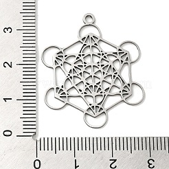 変色しない201ステンレススチールペンダント  メタトロンキューブ  ステンレス鋼色  30x25x1mm  穴：1.8mm&nbsp;STAS-B049-11P