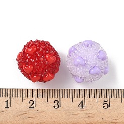 アクリルラインストーンビーズ  樹脂カボション付き  ラウンド  ミックスカラー  17mm  穴：2mm&nbsp;OACR-A041-01