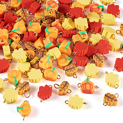 100Pcs Autumn Theme Handmade Polymer Clay Connector Charms&nbsp;PALLOY-TAC0251