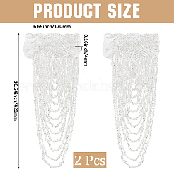 ファッショナブルなポリエステルタッセルエポレット  取り外し可能なショルダーバッジ  服飾材料  銀  420x170x4mm&nbsp;FIND-WH20012-75A