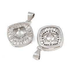 Brass Micro Pave Clear Cubic Zirconia Peg Bails Pin Pendants&nbsp;KK-CBA6A75-41P