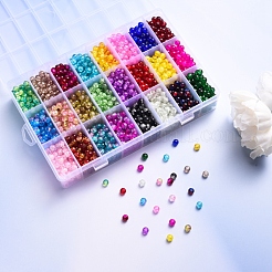 スプレーペイントクラックルガラスビーズ  ラウンド  ミックスカラー  6mm  穴：1.3~1.6mm  約100PCS /カラー  24色  2400個/箱&nbsp;CCG-YW0001-02-6mm