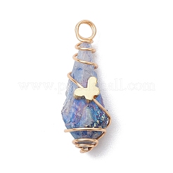 5Pcs 5 Styles Electroplated Natural Quartz Crystal Copper Wire Wrapped Pendants&nbsp;PALLOY-JF03430