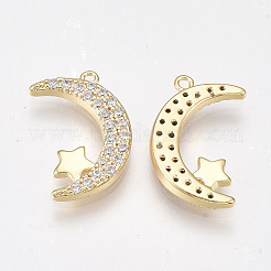 Brass Micro Pave Cubic Zirconia Pendants&nbsp;KK-T038-510G