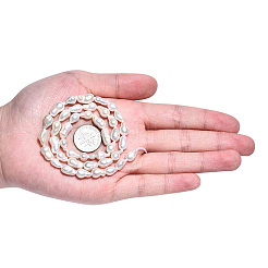 天然バロックパールケシパールビーズ連売り  養殖淡水パール  ヒョウタン  乳白色  6~14x4~7mm  穴：0.6mm  約35~44個/連  14.96~15.75インチ（38~40cm）&nbsp;PEAR-S020-F10-02