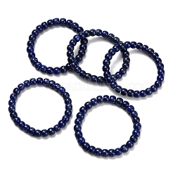 グレードAB+天然ラピスラズリビーズストレッチブレスレット  バレル  ビーズ：8x7mm  内径：2インチ（5.2cm）&nbsp;BJEW-F523-06A