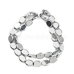 フルメッキ電気メッキガラスビーズ連売り  オーバル  銀  17x13.5x4.5mm  穴：1.2mm  約37個/連  24.80インチ（63cm）&nbsp;EGLA-G037-05A-FP04