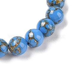合成ターコイズ（染色）ラウンドビーズストレッチブレスレット  青紫色  内径：1-7/8インチ（4.9cm）  8mm&nbsp;G-U005-01B-06