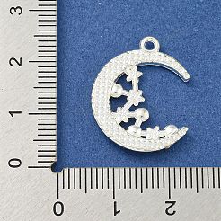アロイ マイクロパヴェ クリア キュービックジルコニア ペンダント  スターとムーン  銀  22.5x18x2.5mm  穴：2mm&nbsp;FIND-Z061-03S