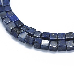 天然石ラピスラズリビーズ連売り  染め  キューブ  3~4.5x3~4.5x3~5mm  穴：0.8~1mm  約89~97個/連  15.1~15.5インチ（38.5~39.5cm）&nbsp;G-F631-C10