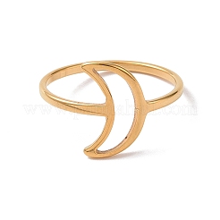 Ion Plating(IP) 201 Stainless Steel Crescent Moon Finger Ring&nbsp;RJEW-J051-37G