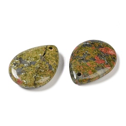 天然石ユナカイトペンダント  ティアドロップチャーム  33~33.5x24.5~25x7.5~8mm  穴：2~2.3mm&nbsp;G-G115-02A