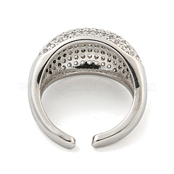 Real Platinum Plated Brass Micro Pave Clear Cubic Zirconia Cuff Rings&nbsp;RJEW-L113-016P-03