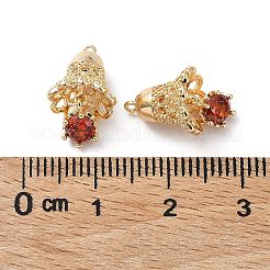 真鍮製ガラスチャーム  花のチャーム  18KGP本金メッキ  17x9.5mm  穴：0.9mm&nbsp;KK-G474-13G
