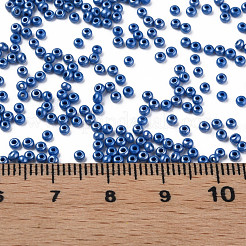 11/0 チェコ不透明ガラスシードビーズ  光沢のある  ラウンド  スレートブルー  2.2x1.5mm  穴：0.7mm  約500 G /袋&nbsp;SEED-N004-003B-09