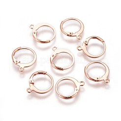 304ステンレススチールフレンチフックピアス金具  カン付き  ローズゴールド  14.5x12.5x1.5mm  穴：1.4mm  ピン：0.7x0.9mm&nbsp;STAS-E460-02RG
