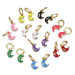Brass Micro Pave Cubic Zirconia Huggie Hoop Earrings&nbsp;EJEW-T014-40G-NF